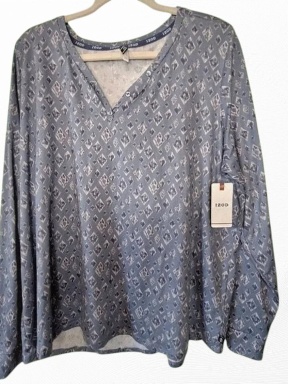 NEW Izod Long Sleeve Knit Diamond Print Sz 2X